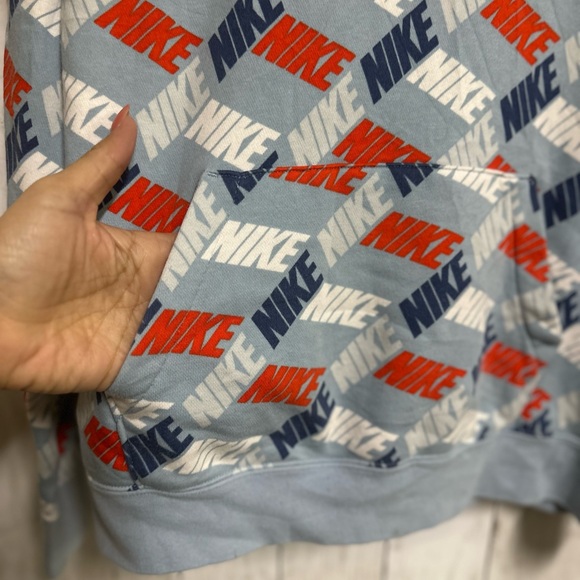 RARE Nike VTG 90s Multicolor NIKE Logo Pattern Hoodie Size M - Picture 5 of 6